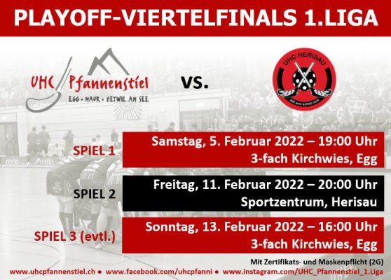 Termine der Playoff-Viertelfinal-Serie UHC Pfannenstiel - UHC Herisau