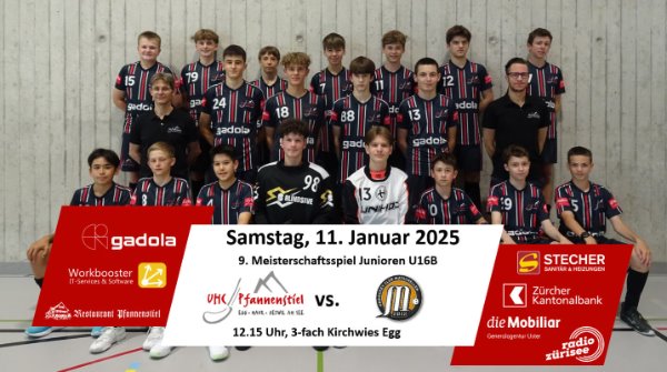 Die U16-Junioren empfangen den UHC Mutschellen in Egg